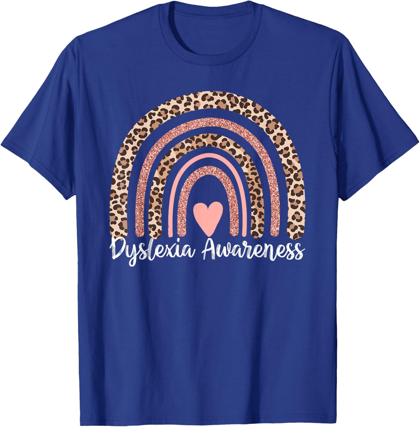 Leopard Rainbow Dyslexia Awareness T-Shirt - T-Shirt | Royal