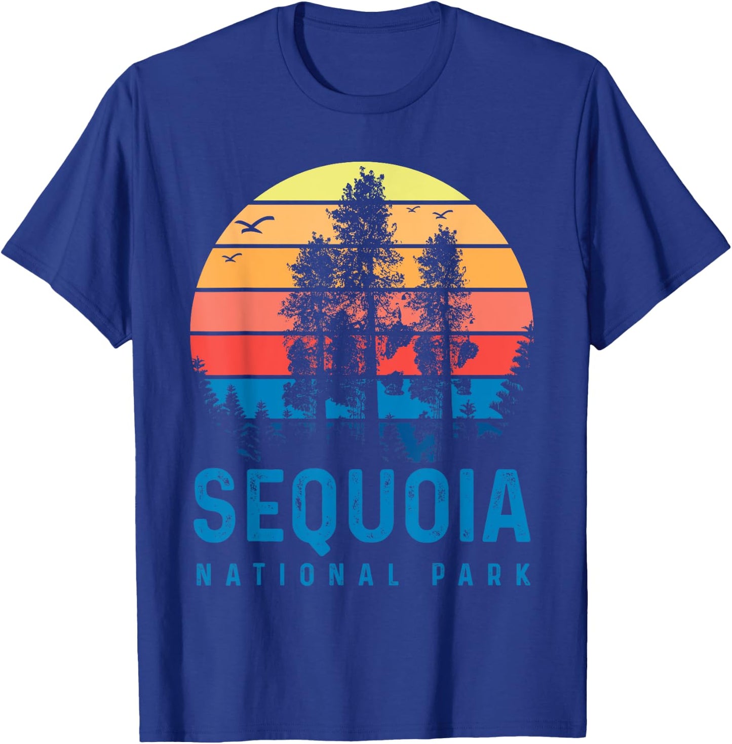 Sequoia National Park Sunset Retro T Vintage Apparel T-Shirt - T-Shirt | Royal