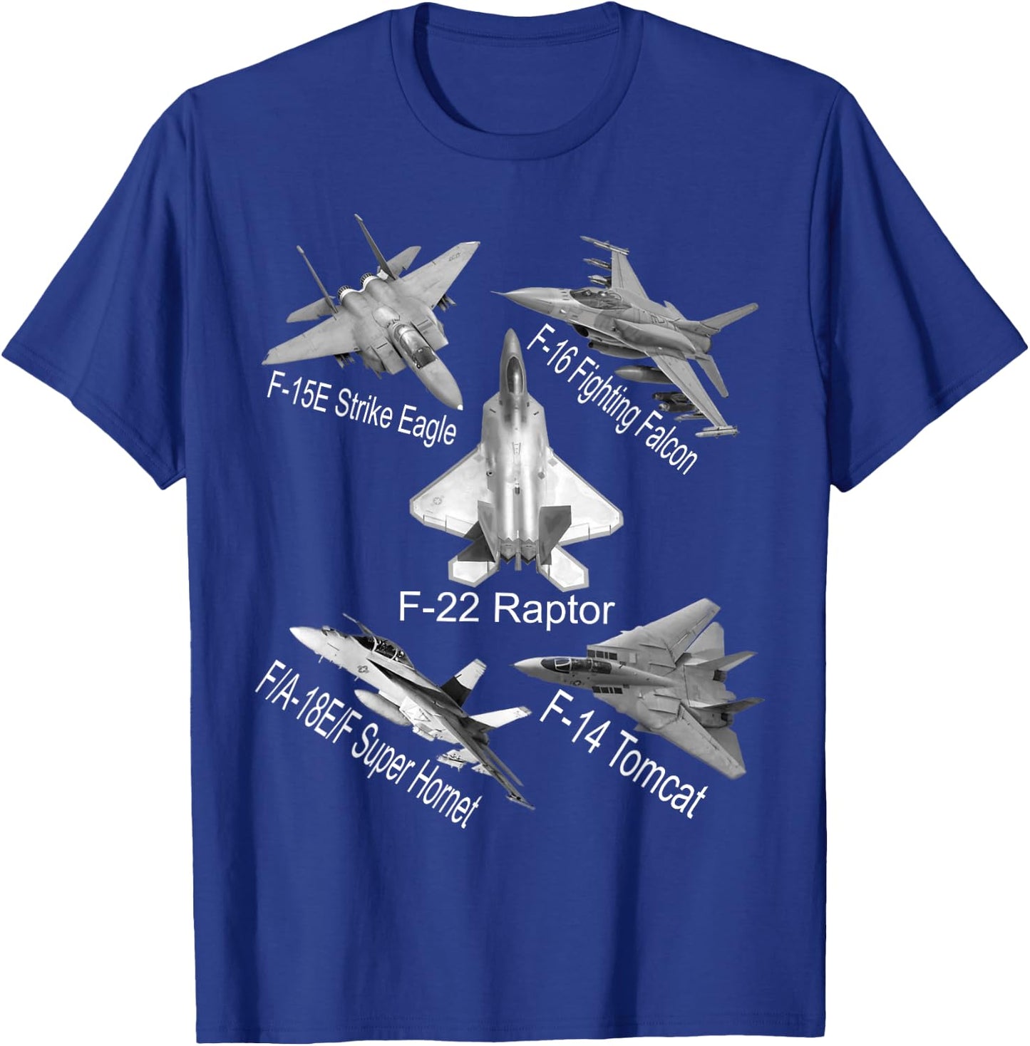 American Fighters Jets F22 Raptor F14 Tomcat Plane Spotting T-Shirt - T-Shirt | Royal