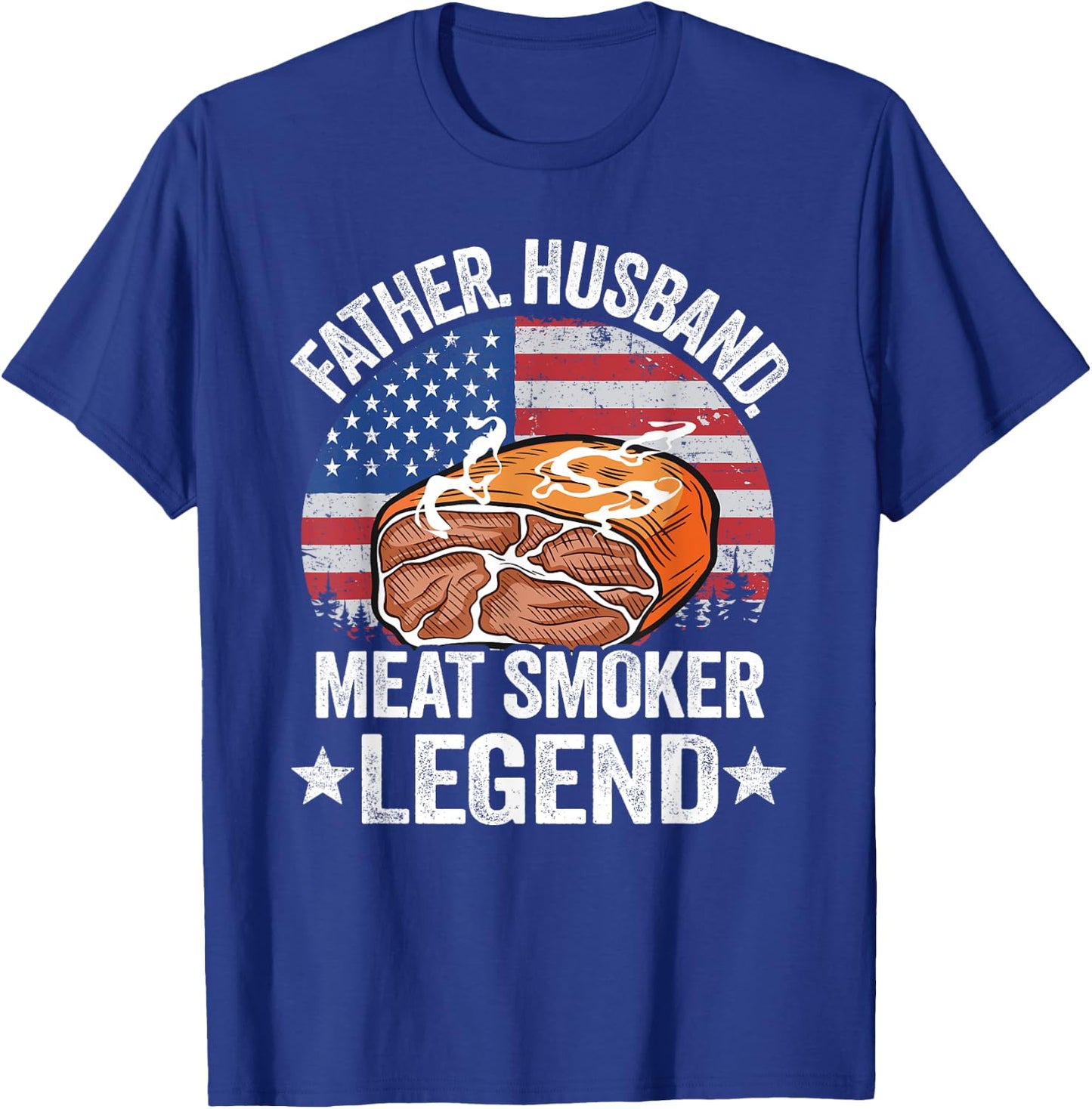 Father Husband Meat Smoker Legend Brisket Dad Meat Smoking T-Shirt - T-Shirt | Royal