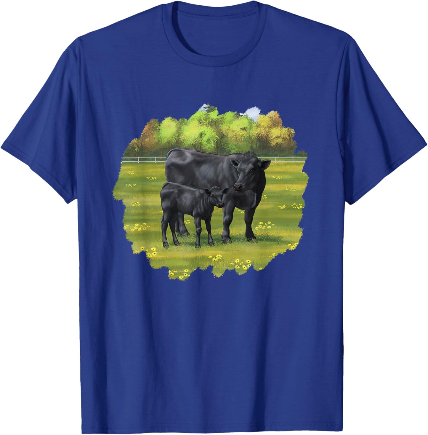 Black Angus Cow & Cute Calf Farm Animals T-Shirt - T-Shirt | Royal
