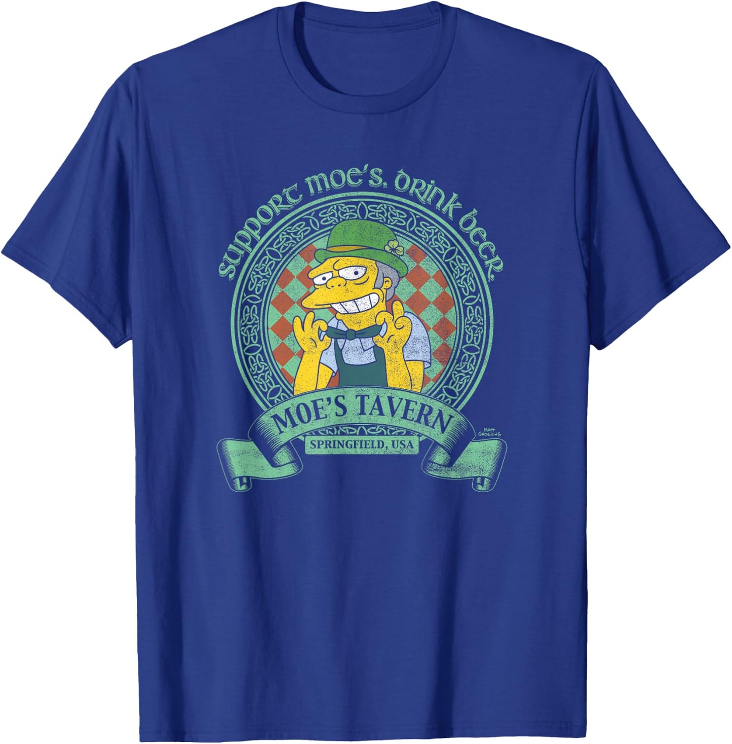The Simpsons St. Patrick's Day Support Moe's, Drink Beer V2 T-Shirt - T-Shirt | Royal