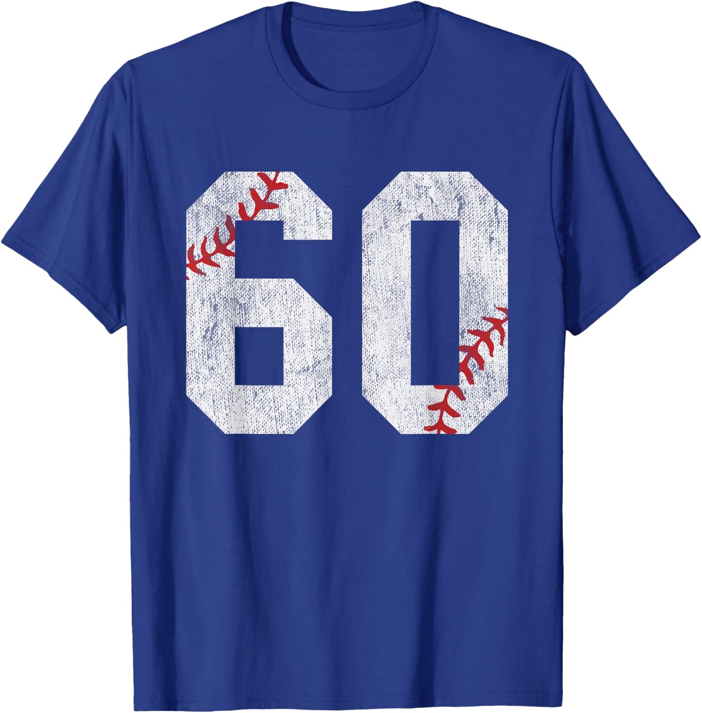 Number #60 Vintage 60th Birthday Baseball Lover 60 Years Old T-Shirt - T-Shirt | Royal