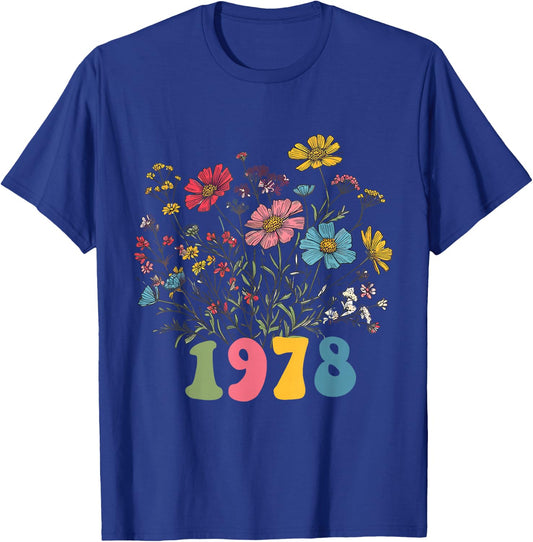 Wildflower Born 1978, 47th Birthday 1978 birthday T-Shirt - T-Shirt | Royal