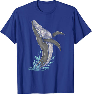 Minimalist Humpback Whale Breach Whale Watching T-Shirt - T-Shirt | Royal