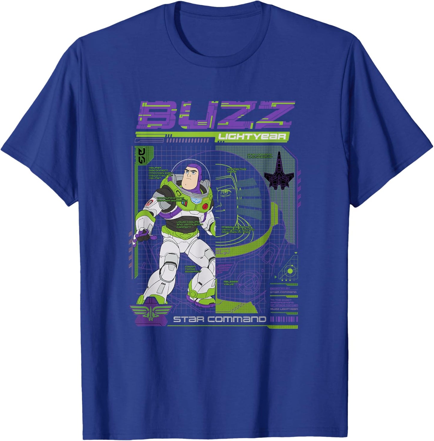 Disney Pixar Lightyear Buzz Star Command Schematics Shot V2 T-Shirt - T-Shirt | Royal