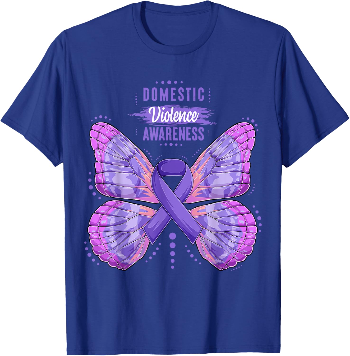 Family Domestic Violence Awareness Purple Ribbon butterfly T-Shirt - T-Shirt | Royal