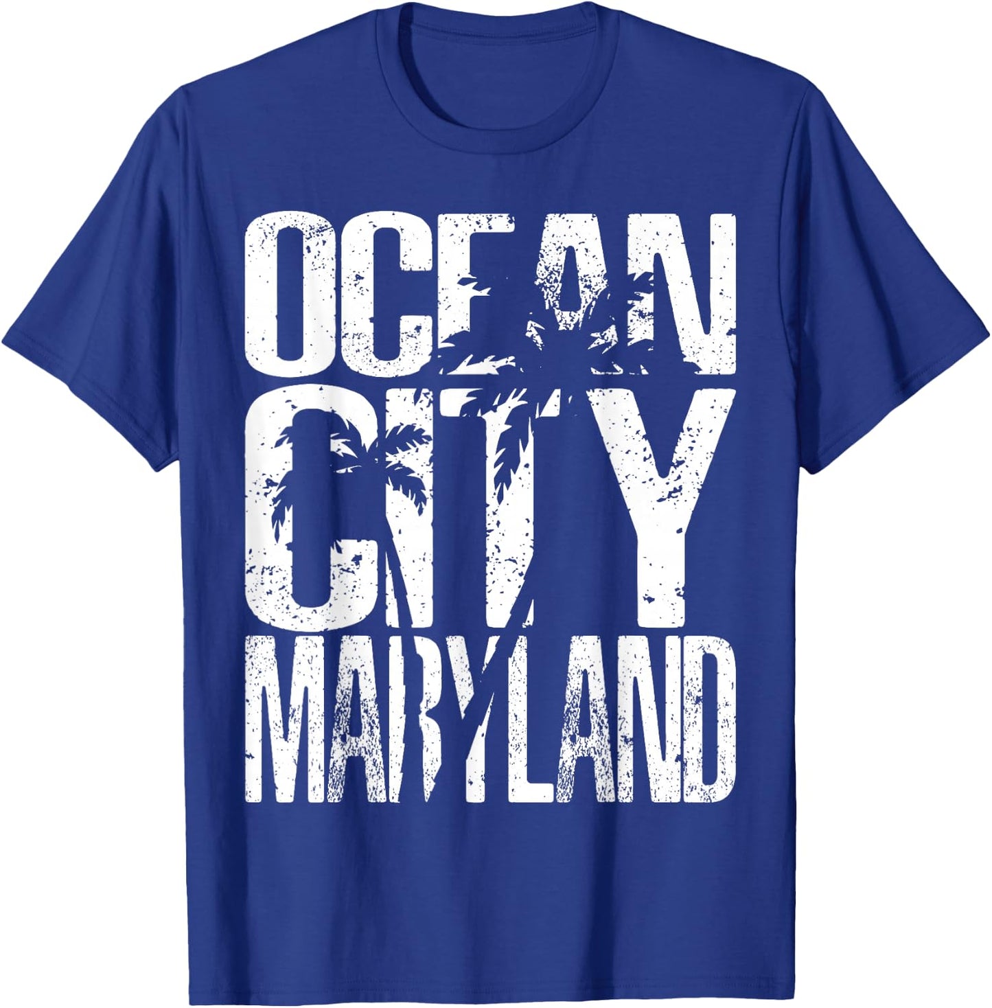 OCMD Ocean City Maryland retro vintage palm tree T-Shirt - T-Shirt | Royal