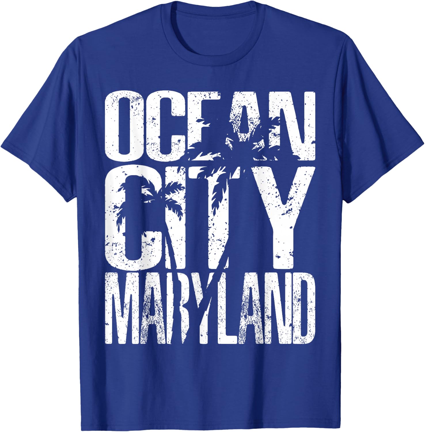 OCMD Ocean City Maryland retro vintage palm tree T-Shirt - T-Shirt | Royal