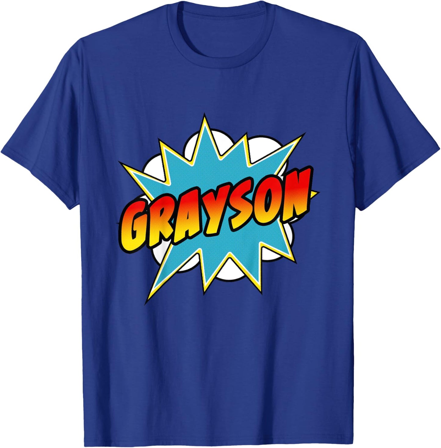 Kids Boys Grayson Comic Book Superhero Name T-Shirt - T-Shirt | Royal