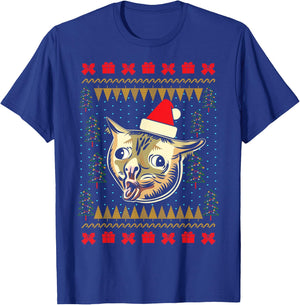 Ugly Christmas Sweater Coughing Cat Meme Men Women Kids T-Shirt - T-Shirt | Royal