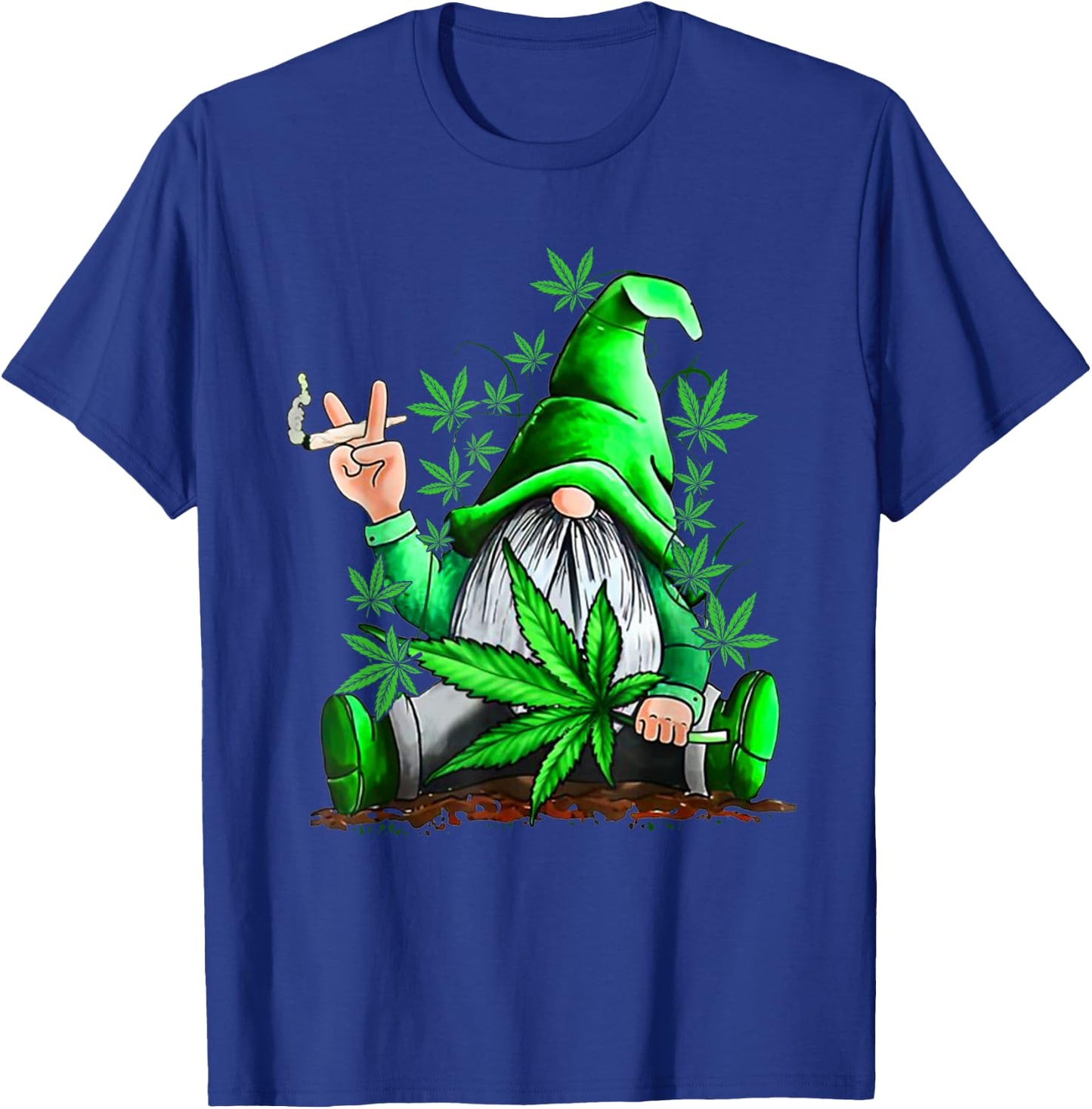 Funny Gnome Pot Leaf 420 Marijuana Weed Cannabis Smoking T-Shirt - T-Shirt | Royal