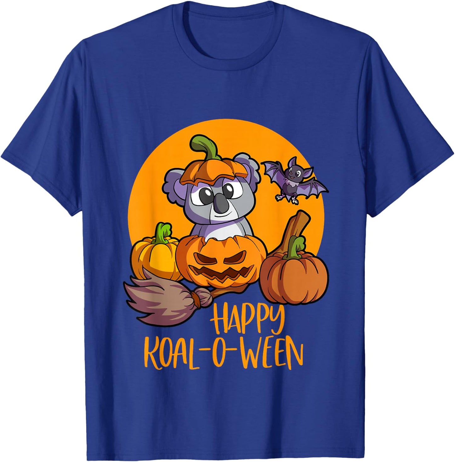 Koala on Pumpkin Witch Hat Pumpkin Face Halloween Koala T-Shirt - T-Shirt | Royal