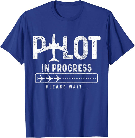 Pilot in Progress Future Airplane Pilot Aviation Funny T-Shirt - T-Shirt | Royal
