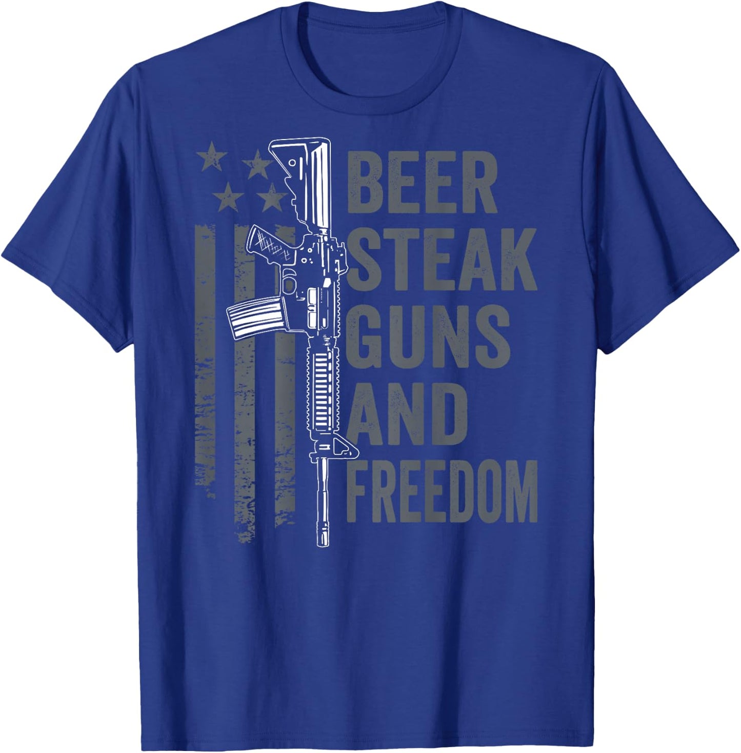 Beer Steak Guns & Freedom - Drinking BBQ AR15 USA (ON BACK) T-Shirt - T-Shirt | Royal