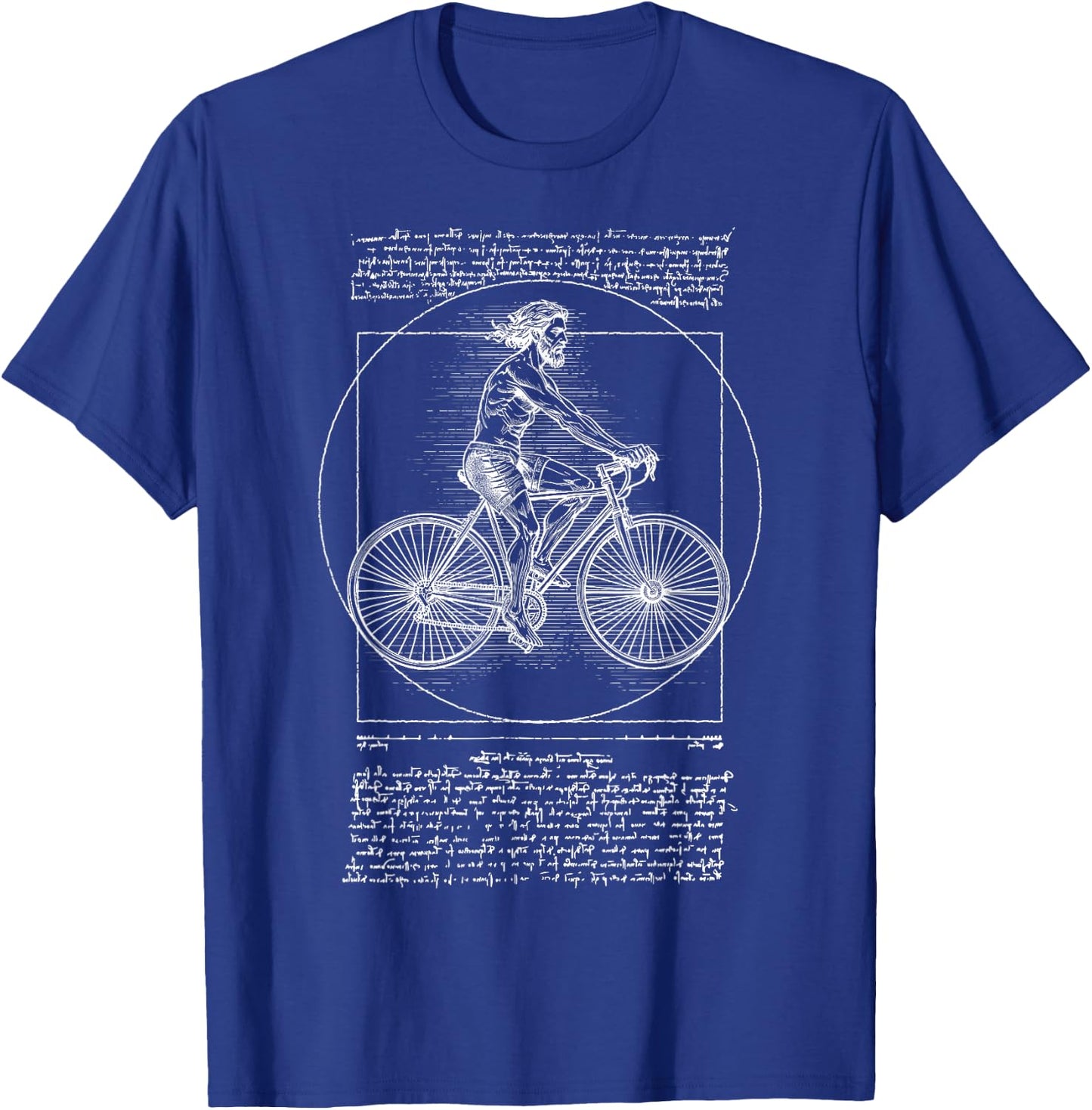 Vitruvian Man Bicycle Cyclist Leonardo Da Vinci Cycling T-Shirt - T-Shirt | Royal