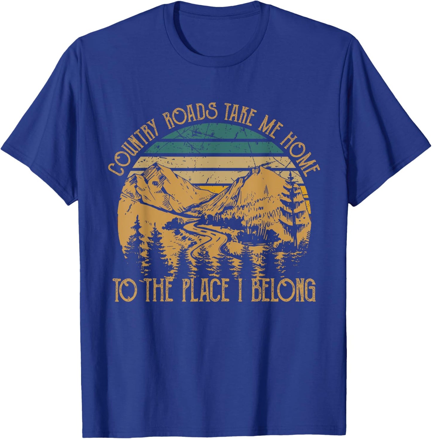 Funny Guitars Arts Country Roads Take Me Home Quotes Music T-Shirt - T-Shirt | Royal