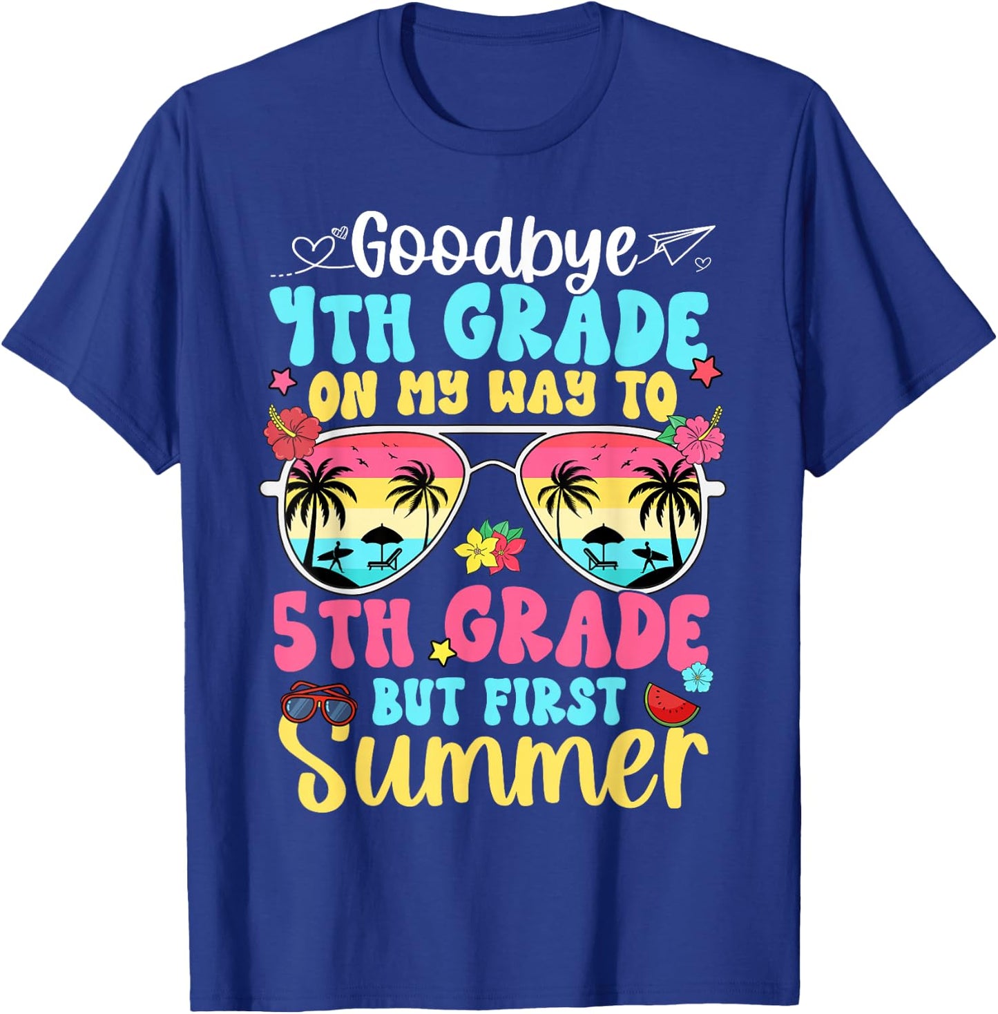Good Bye 4th Grade On My Way to 5th Grade Boy Girl Student T-Shirt - T-Shirt | Royal