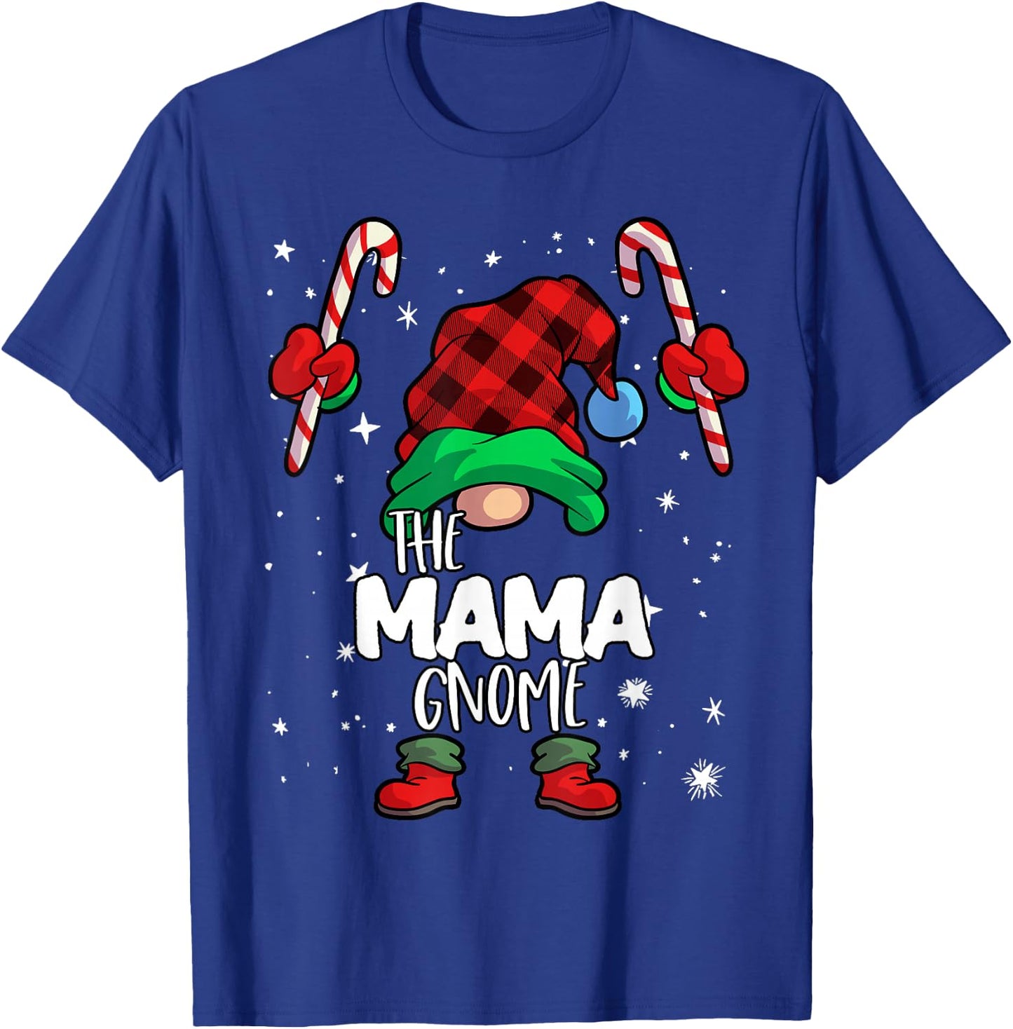 Mama Gnome Red Buffalo Plaid Matching Family Christmas T-Shirt - T-Shirt | Royal