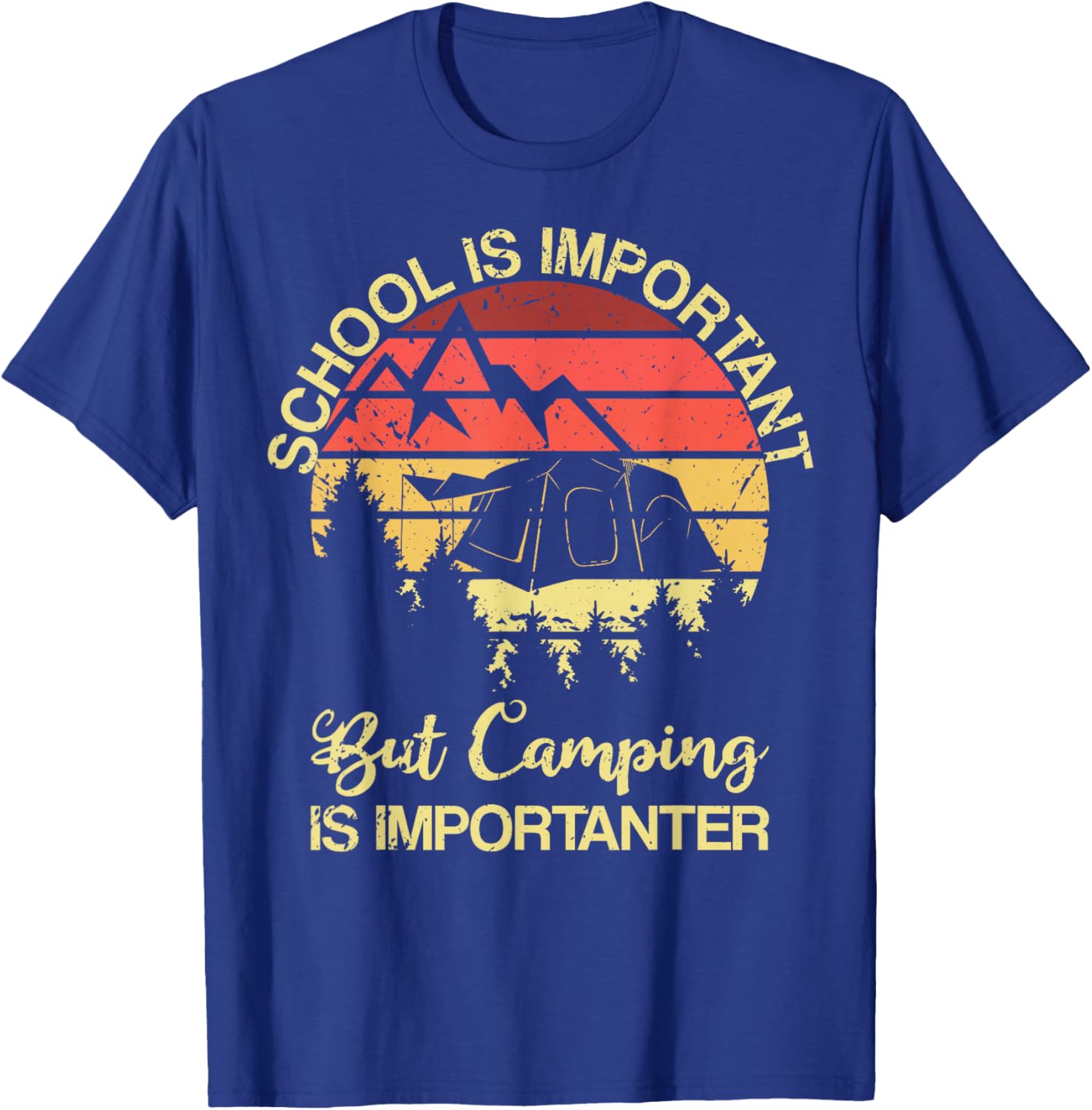 School Is Important But Camping Is Importanter Youth Kids T-Shirt - T-Shirt | Royal