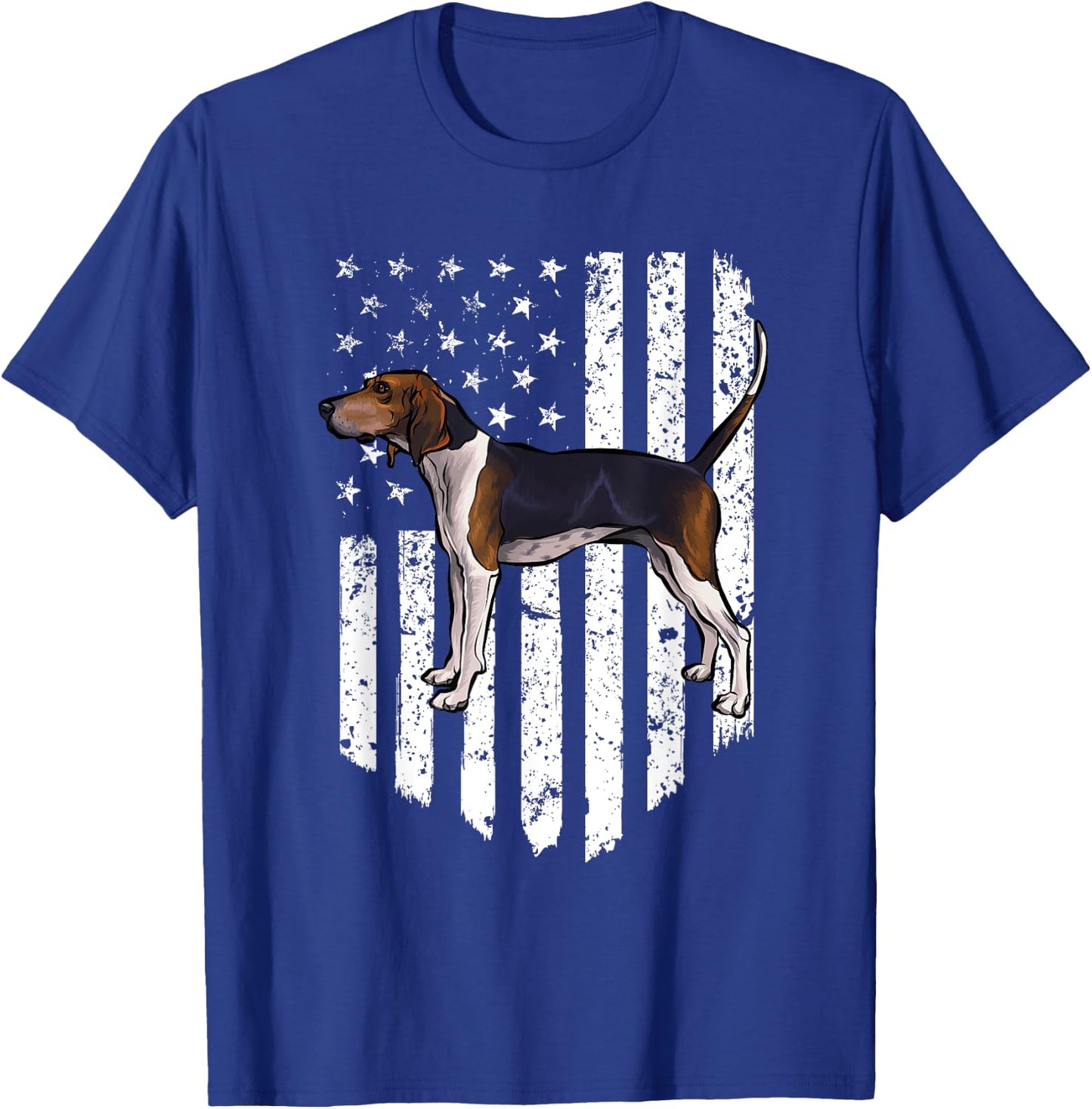 BW American Flag Treeing Walker Coonhound 4th Of July USA T-Shirt - T-Shirt | Royal