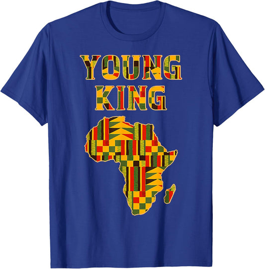 Cool African Kente Art Men Boys Kids African American Print T-Shirt - T-Shirt | Royal