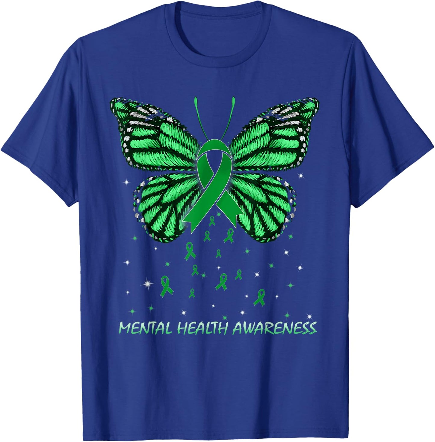 Mental Health Awareness Butterfly T-Shirt - T-Shirt | Royal