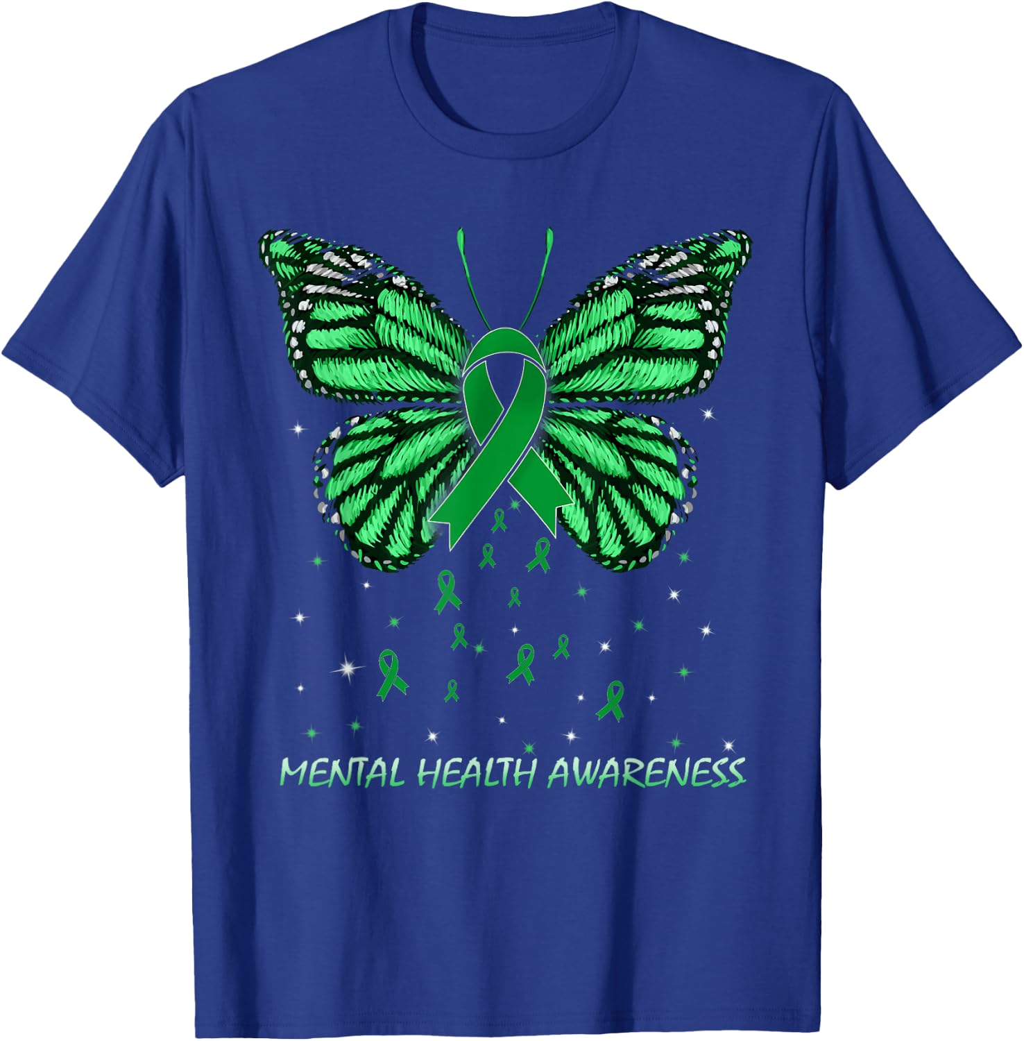 Mental Health Awareness Butterfly T-Shirt - T-Shirt | Royal