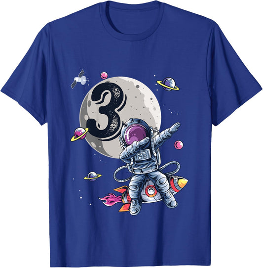 Kids 3 Years Old Birthday Boy Astronaut Gifts Space 3rd B-Day T-Shirt - T-Shirt | Royal