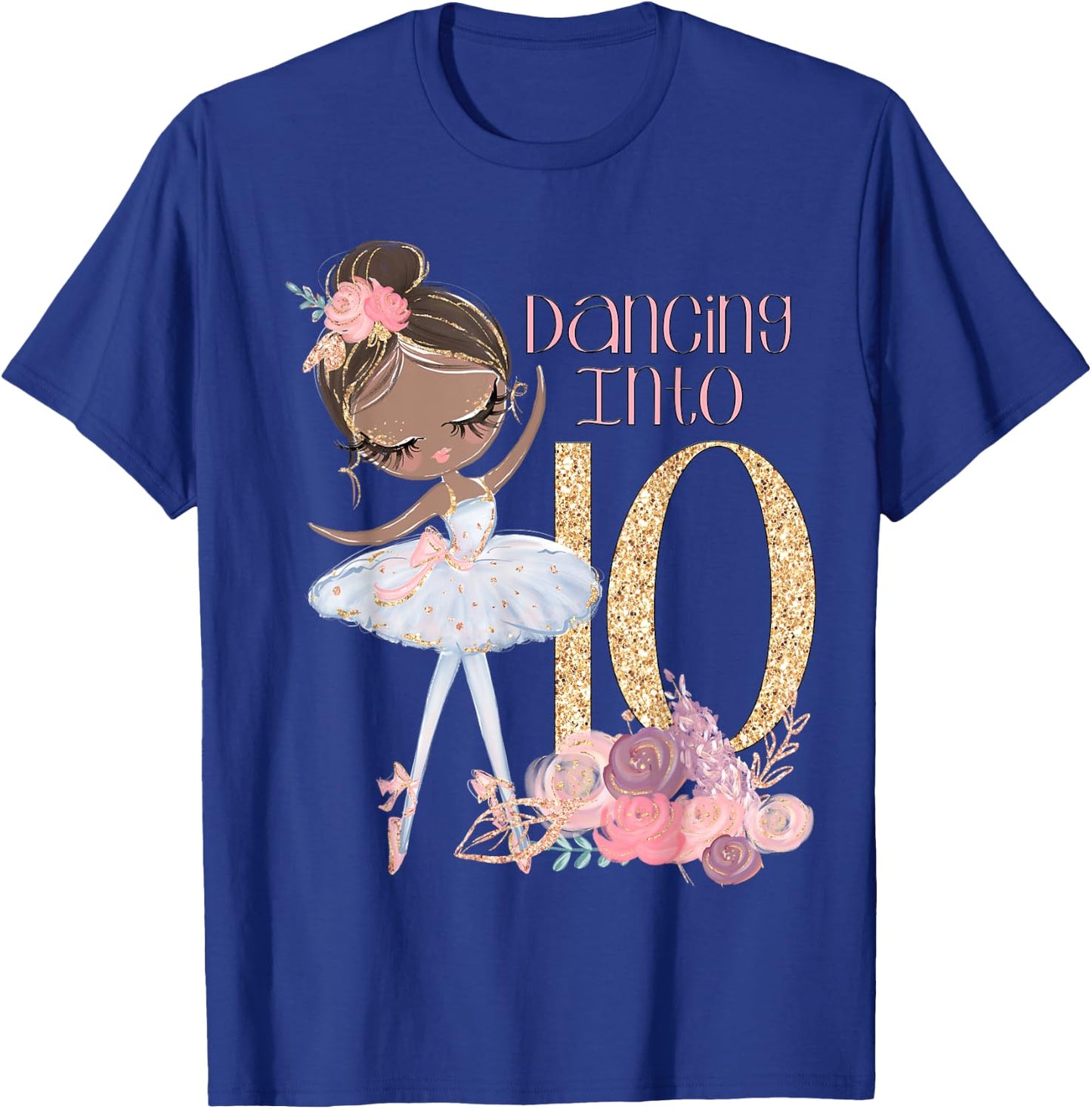 10th Birthday Ballerina Party Ballet Black Dancer Tutu Ten T-Shirt - T-Shirt | Royal