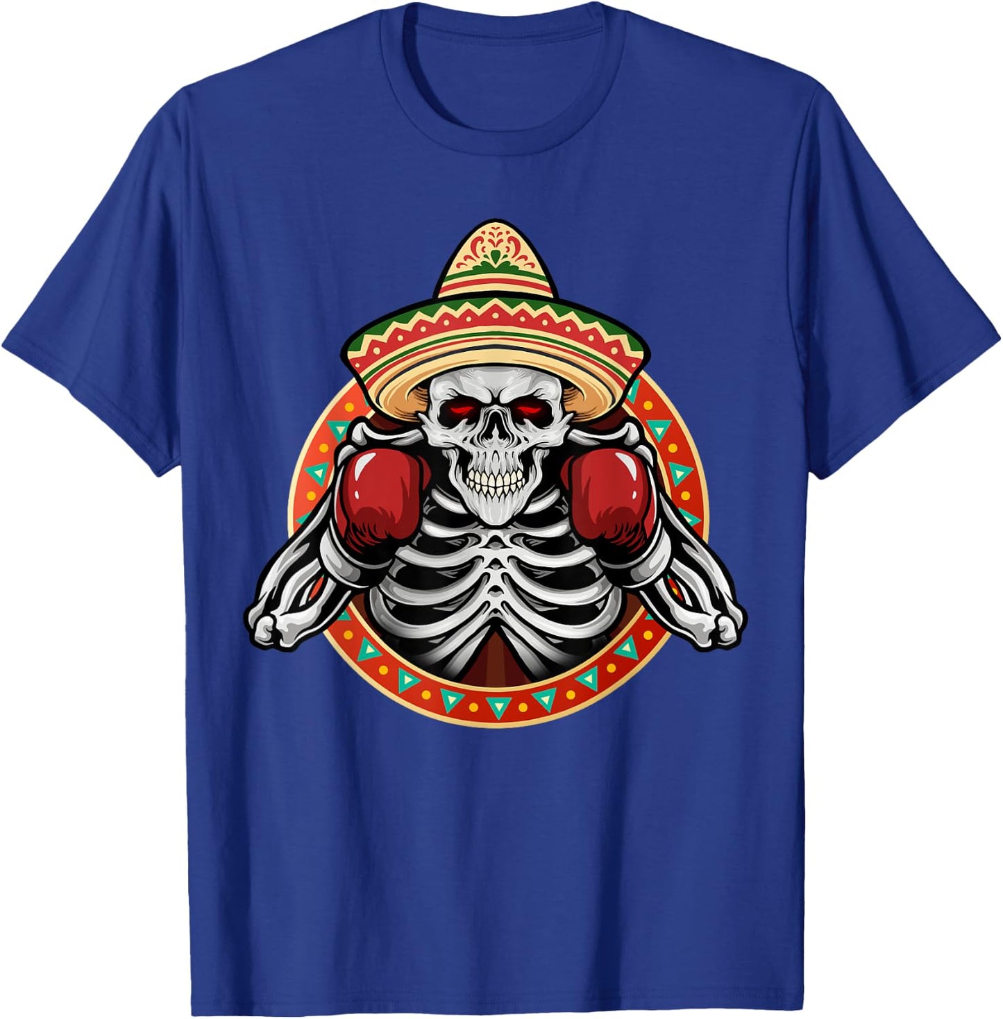 Cinco de Mayo Mexican Vintage style boxing Great skeleton T-Shirt - T-Shirt | Royal