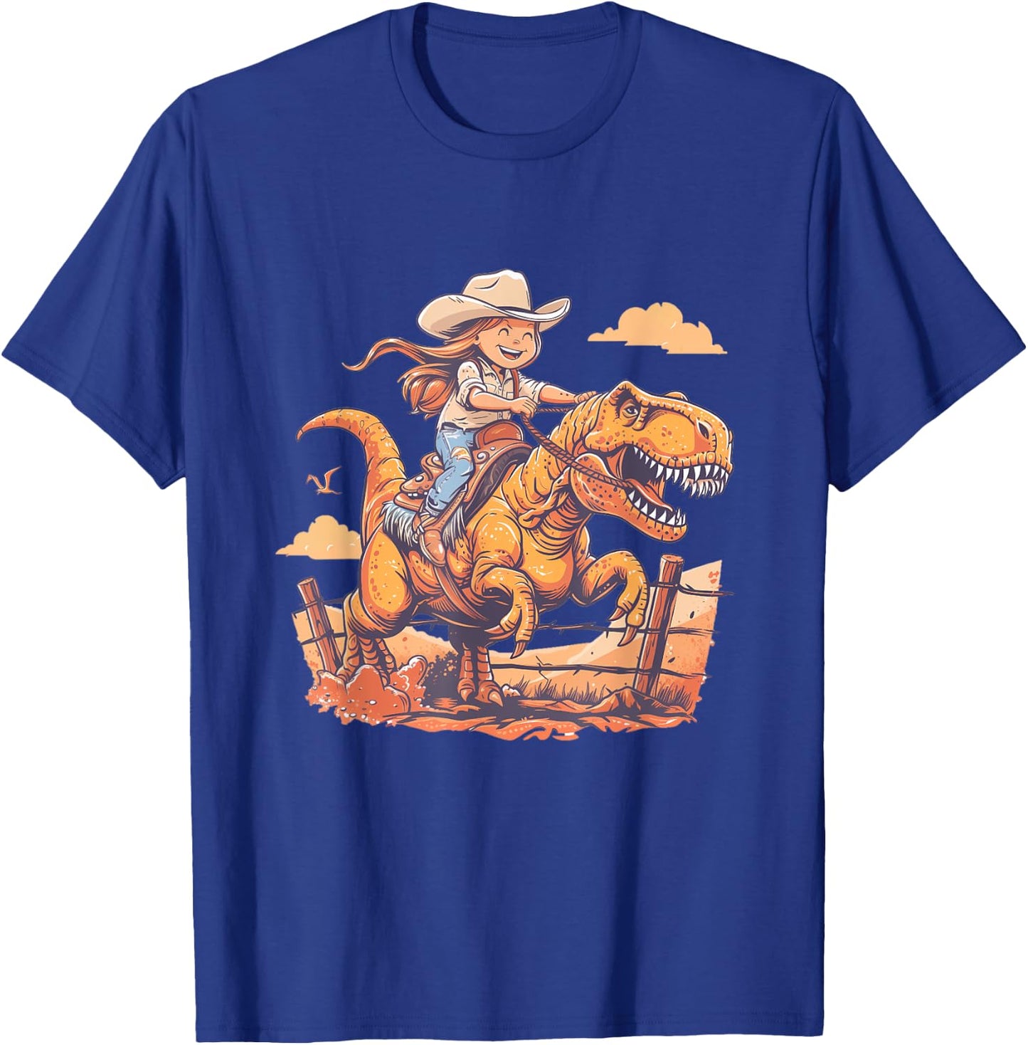 Dino Cowgirl Girls' Dinosaur Rodeo Rider - Nursery T-Shirt - T-Shirt | Royal
