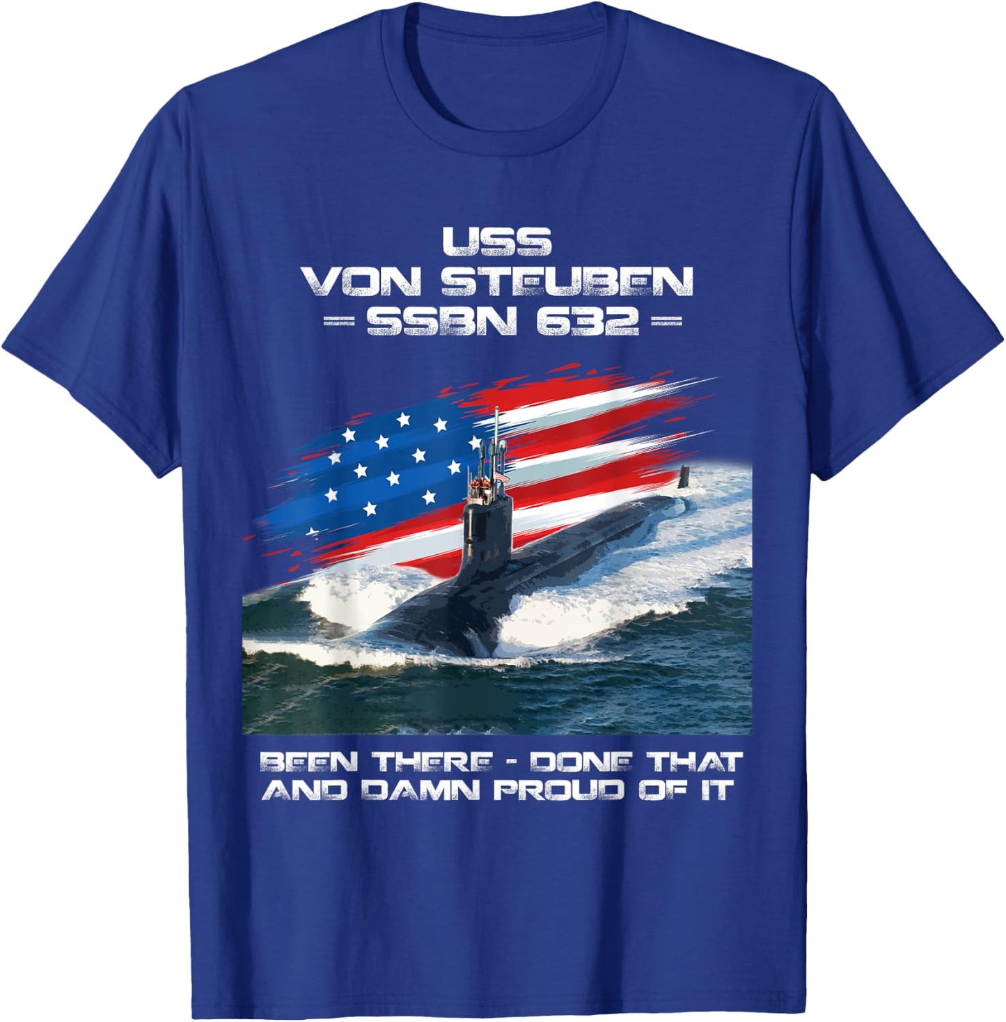 USS Von Steuben SSBN-632 American Flag Submarine Veteran T-Shirt - T-Shirt | Royal