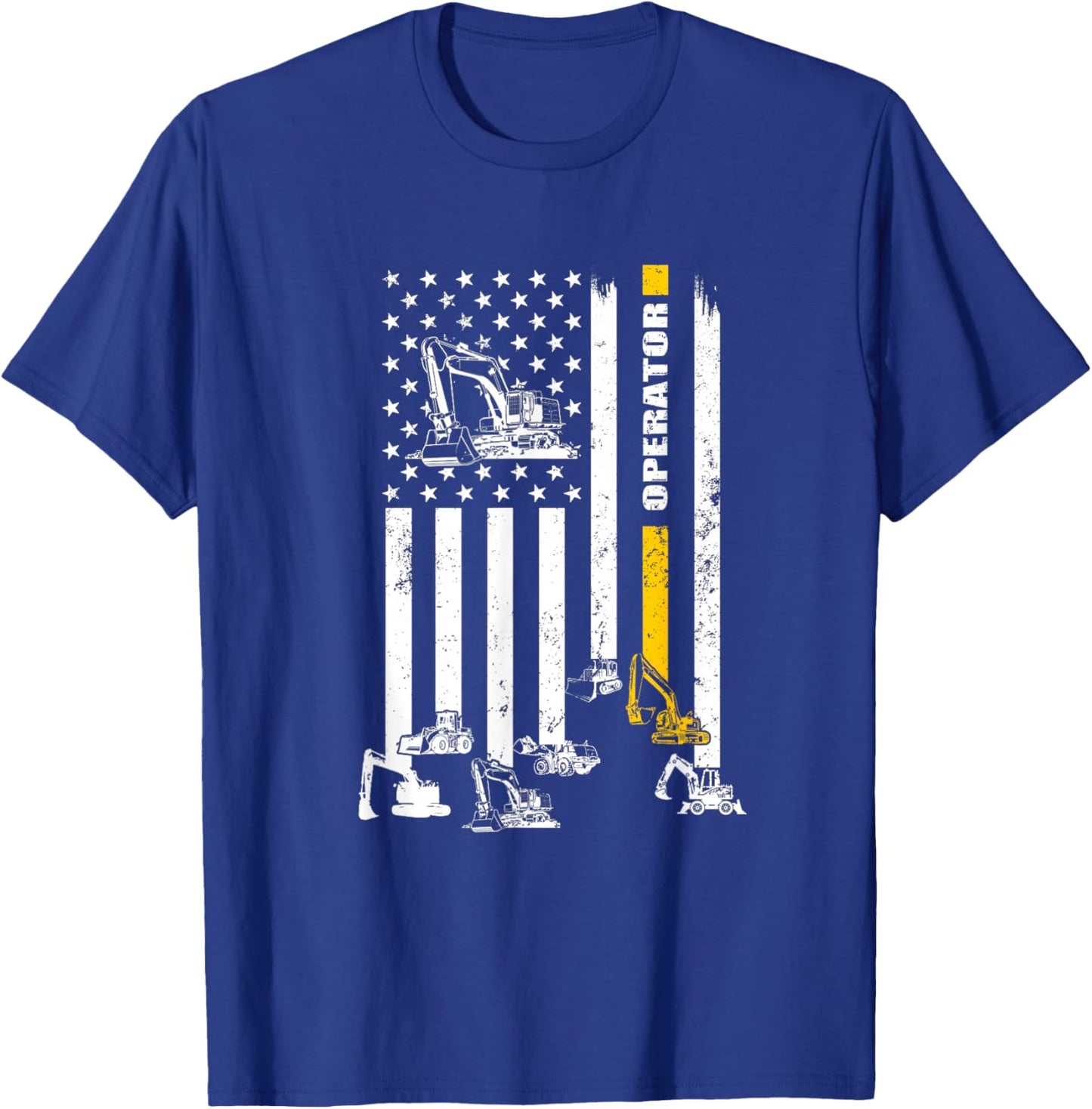 Heavy Equipment Operator USA Flag Operator Gift T-Shirt - T-Shirt | Royal