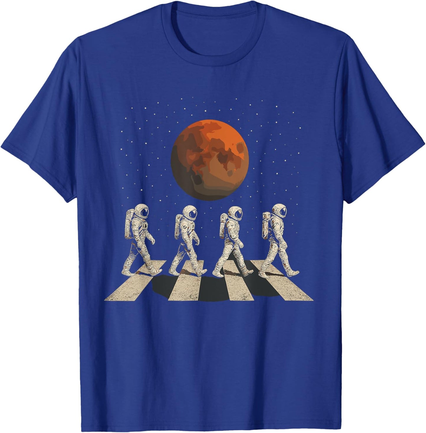 Mars Astronauts Crosswalk – Retro Spacewalk T-Shirt - T-Shirt | Royal