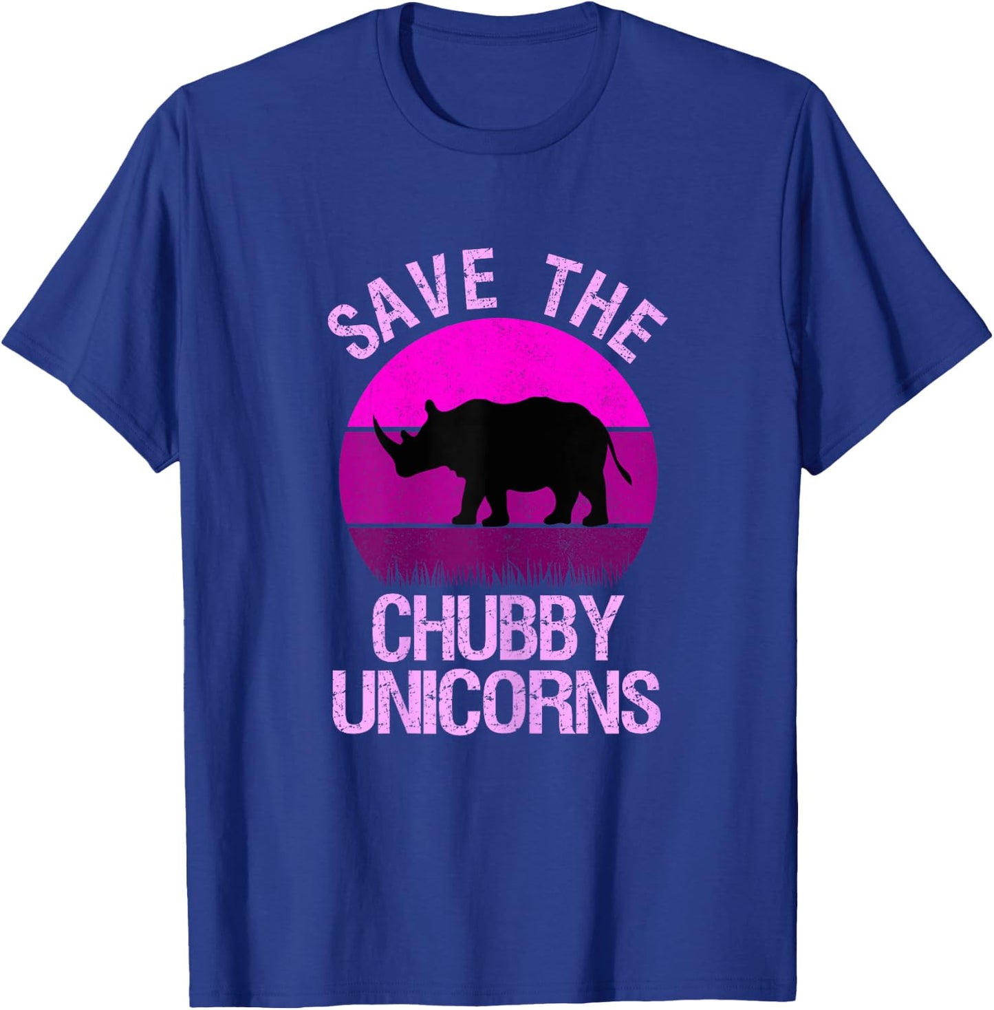 Save The Chubby Unicorns Retro Style Rhino gift T-Shirt - T-Shirt | Royal