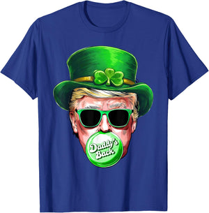 Daddy's Back Trump St Patrick's Day Lucky Shamrock Irish T-Shirt - T-Shirt | Royal