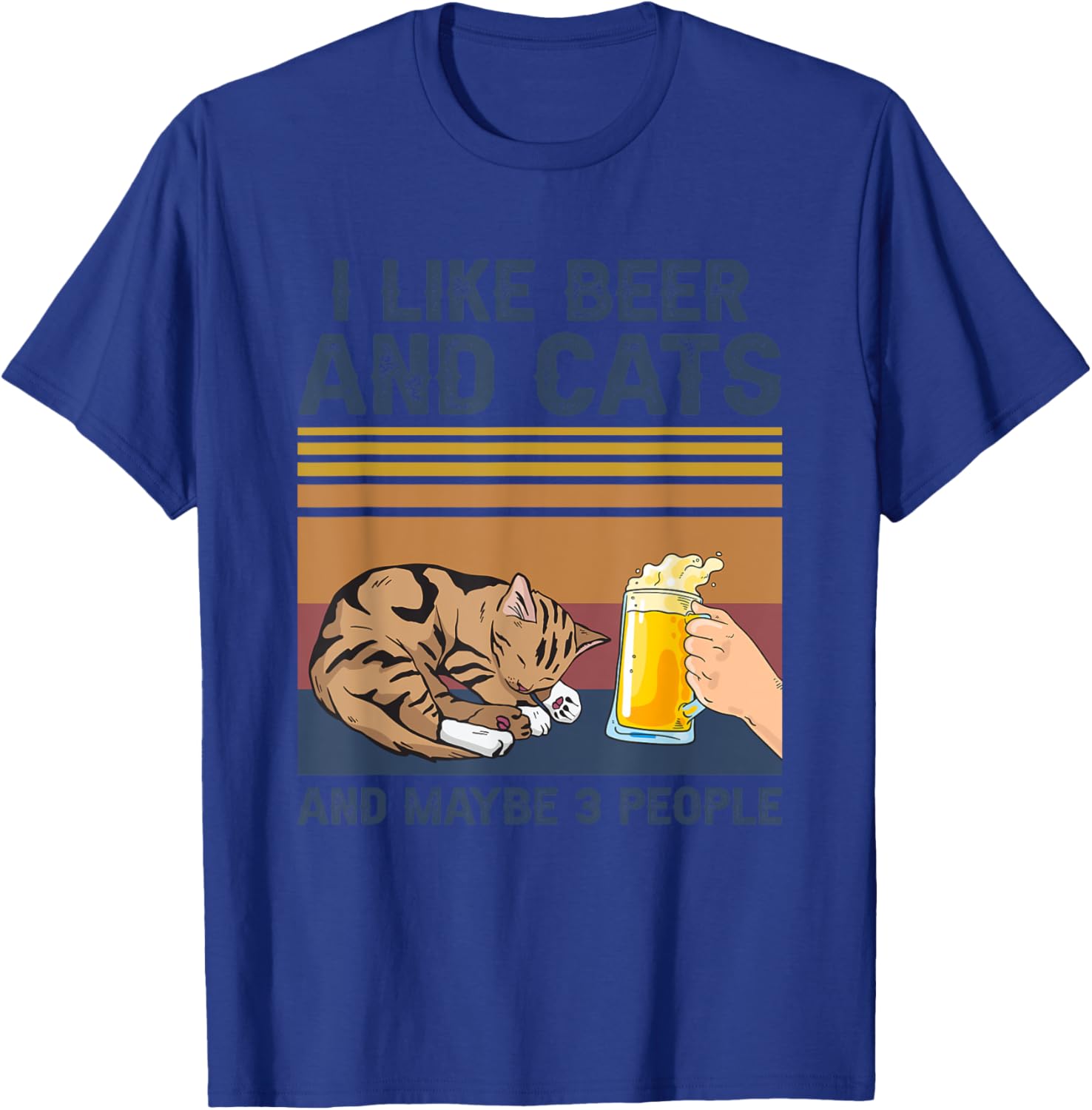 I Like Beer and Cats and Maybe 3 People Funny Cat Beer Gift Women T-Shirt - T-Shirt | Royal