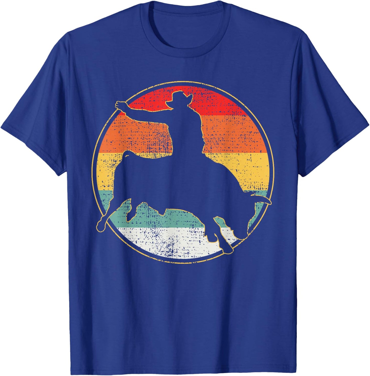 Bull Riding Cowboy Western Vintage Small T-Shirt - T-Shirt | Royal