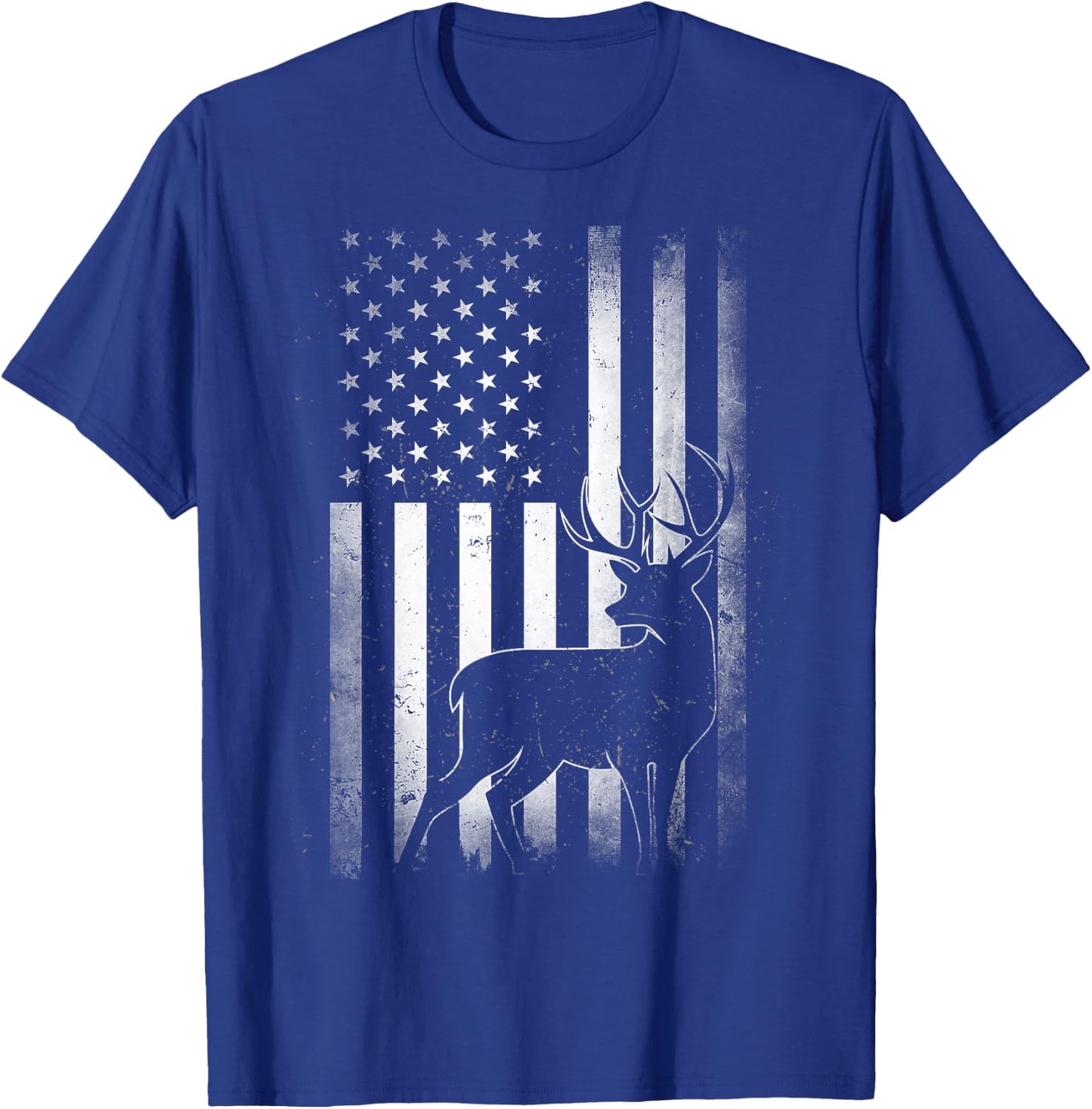 Hunting Hunters Deer USA US American Flag Camo Camoflage T-Shirt - T-Shirt | Royal