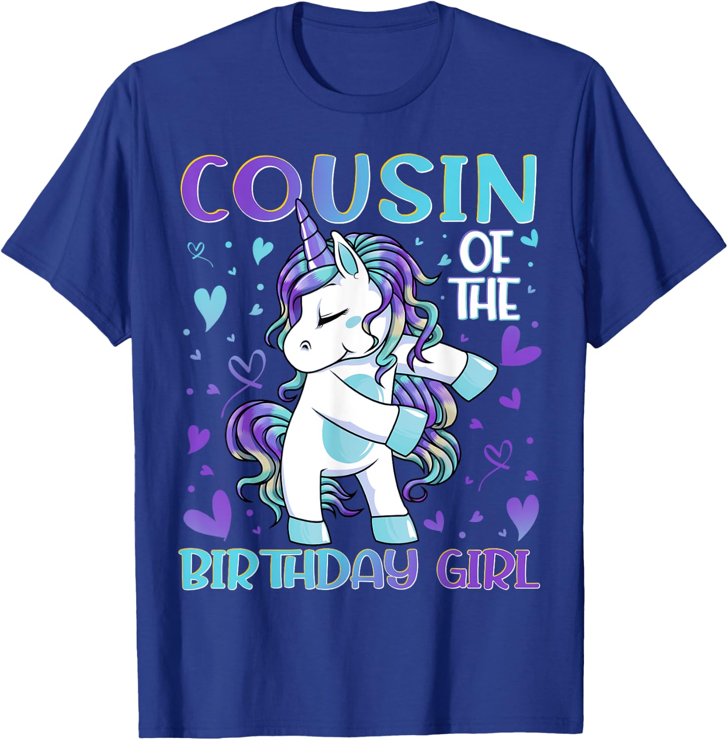 Cousin of the Birthday Girl Flossing Unicorn Cousin Gifts T-Shirt - T-Shirt | Royal