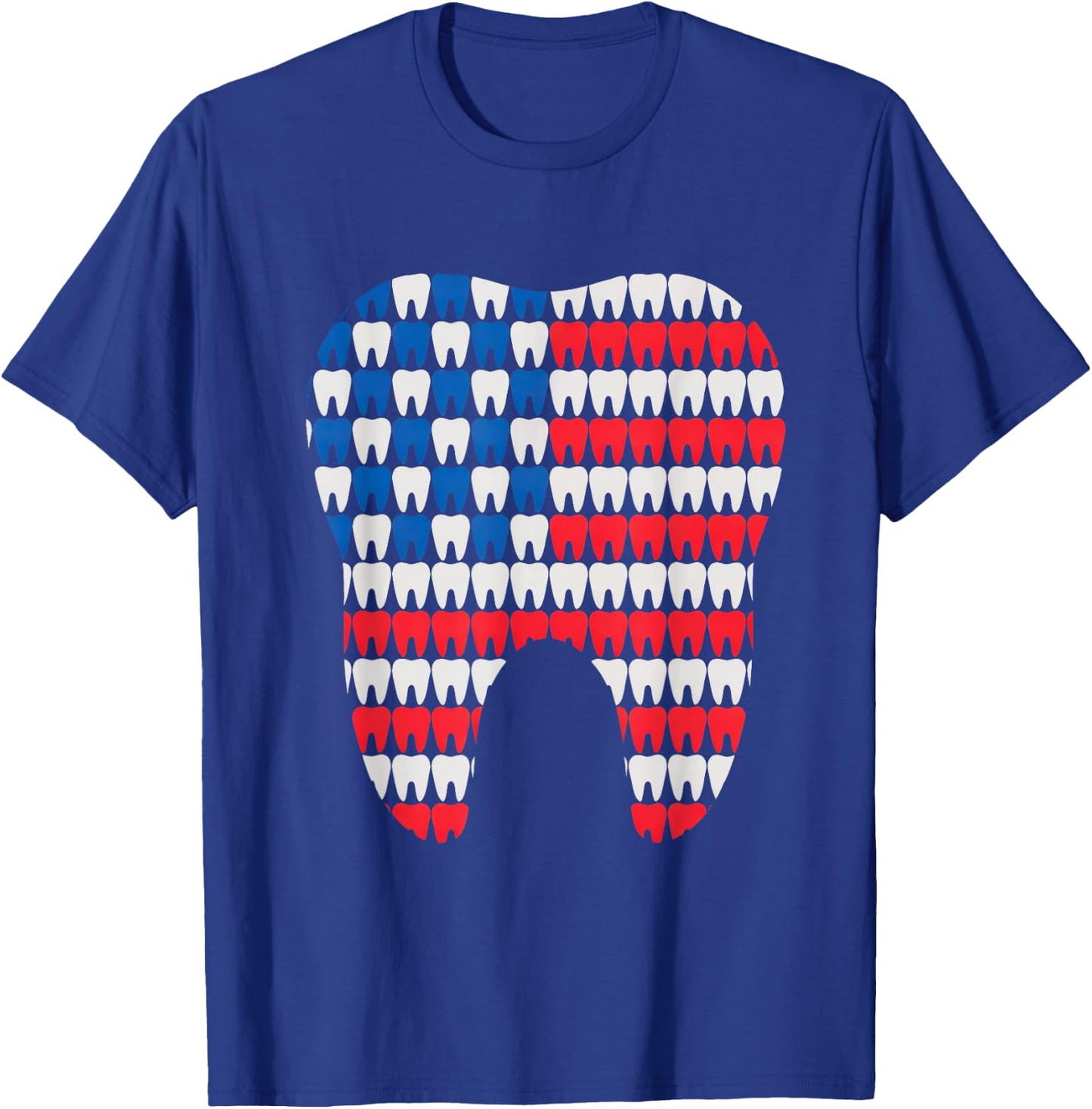 Patriotic Dentist American Flag Tooth 4th of July Men Women T-Shirt - T-Shirt | Royal