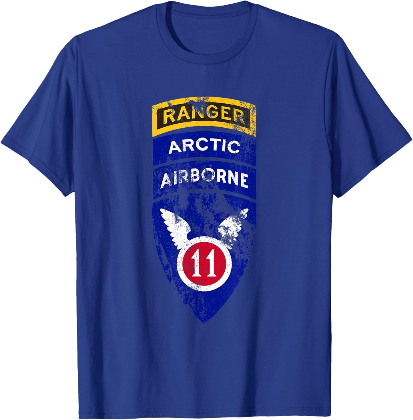 11th Airborne Division Patch & Ranger Tab - Arctic Angels T-Shirt - T-Shirt | Royal