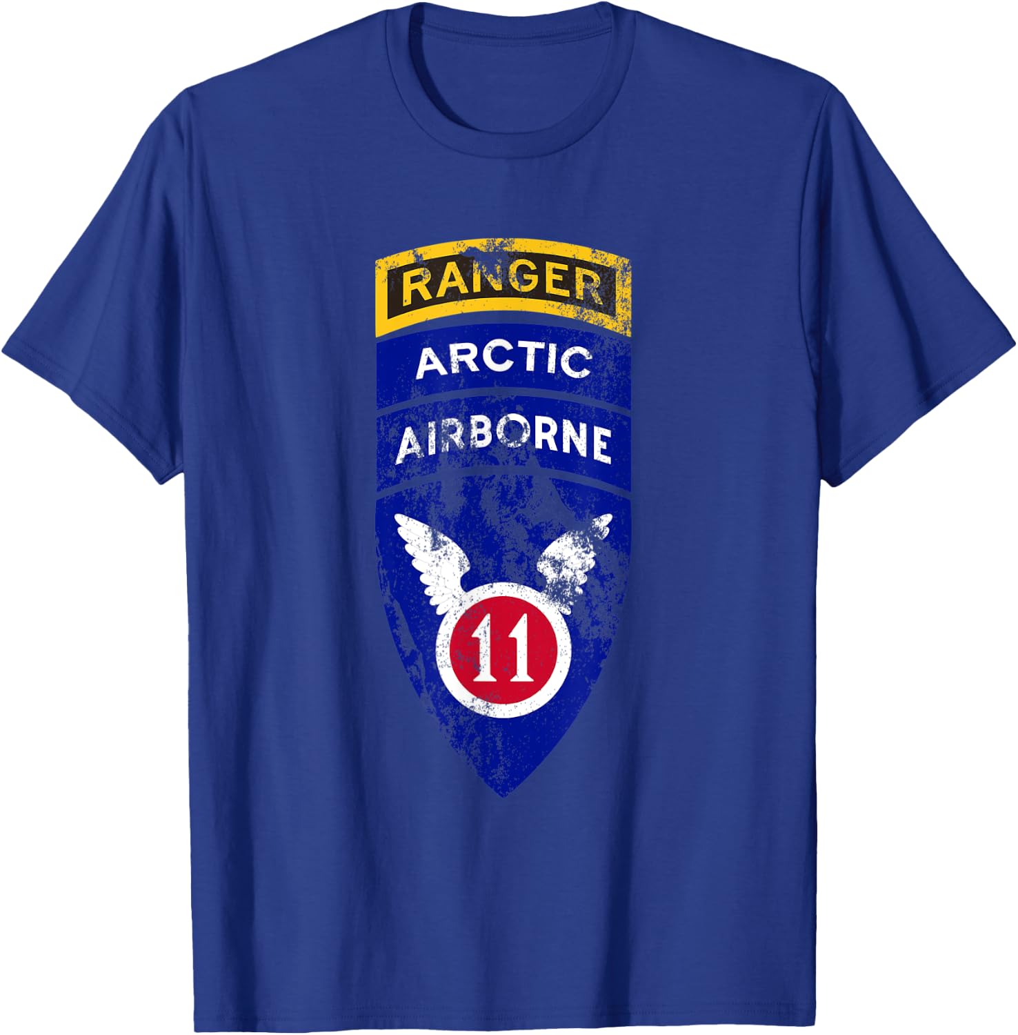 11th Airborne Division Patch & Ranger Tab - Arctic Angels T-Shirt - T-Shirt | Royal