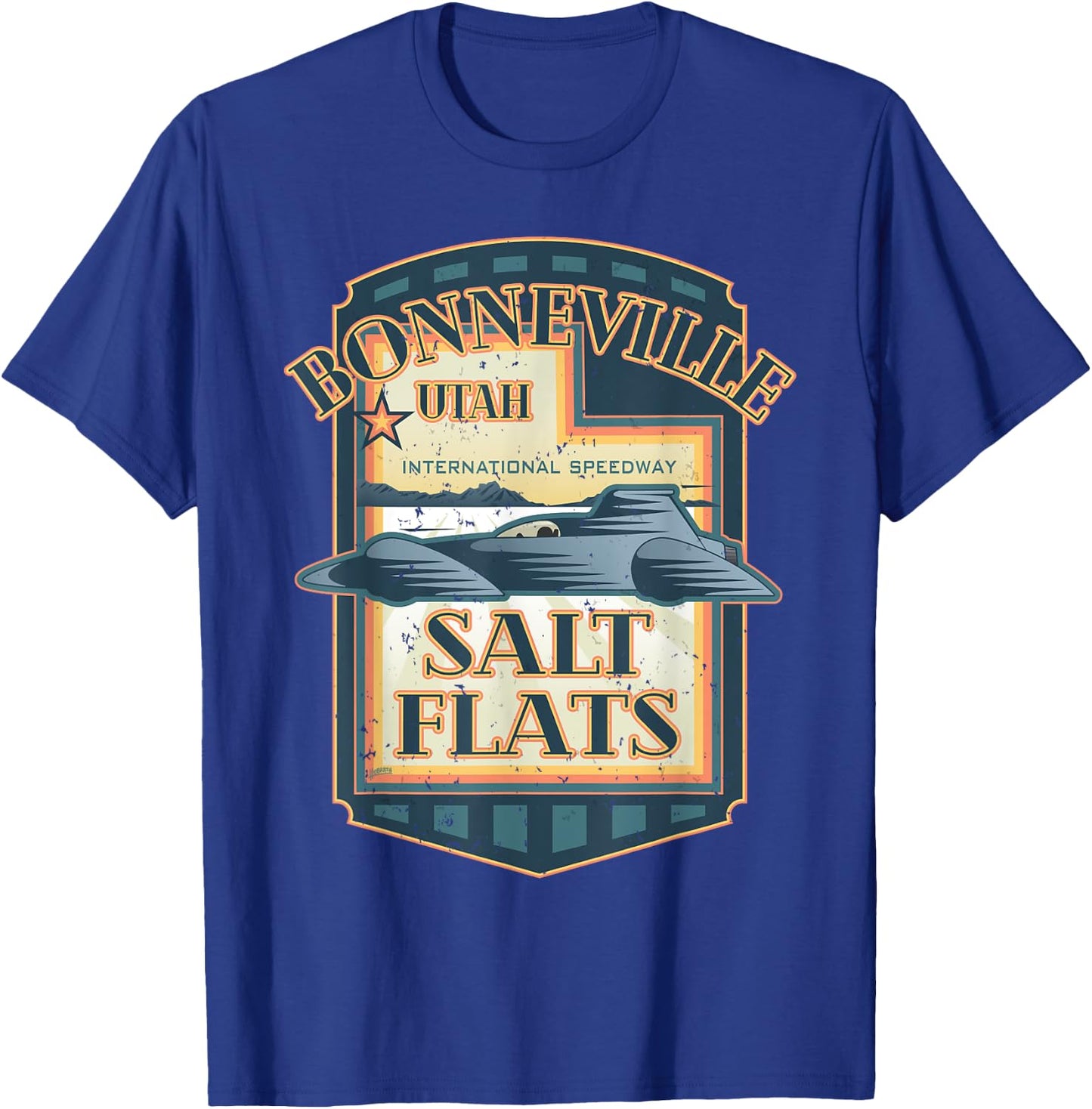 Retro Bonneville Salt Flats Utah International Speedway T-Shirt - T-Shirt | Royal