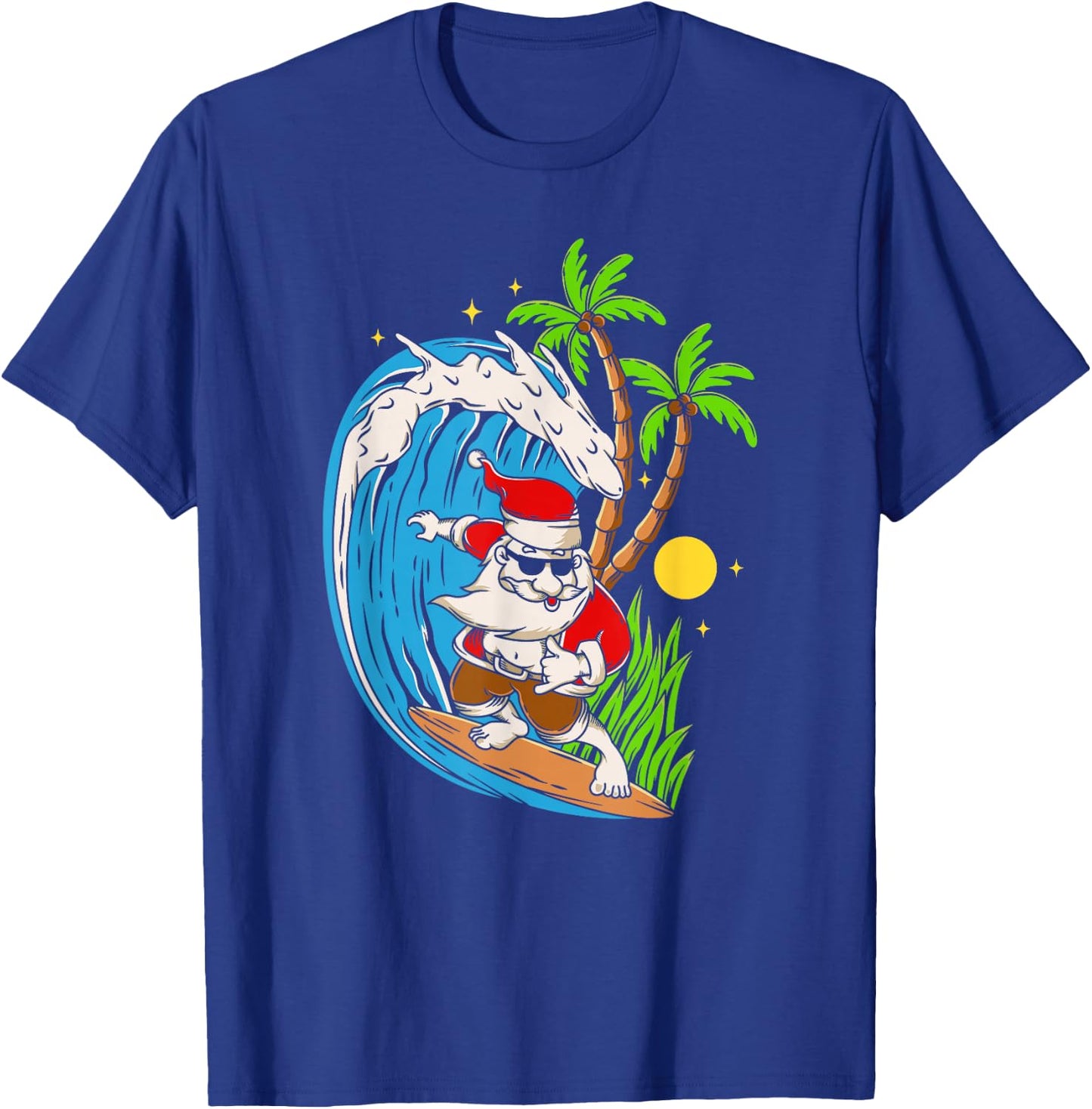 Christmas in July | Summer Santa Claus Beach Hawaii Surf T-Shirt - T-Shirt | Royal