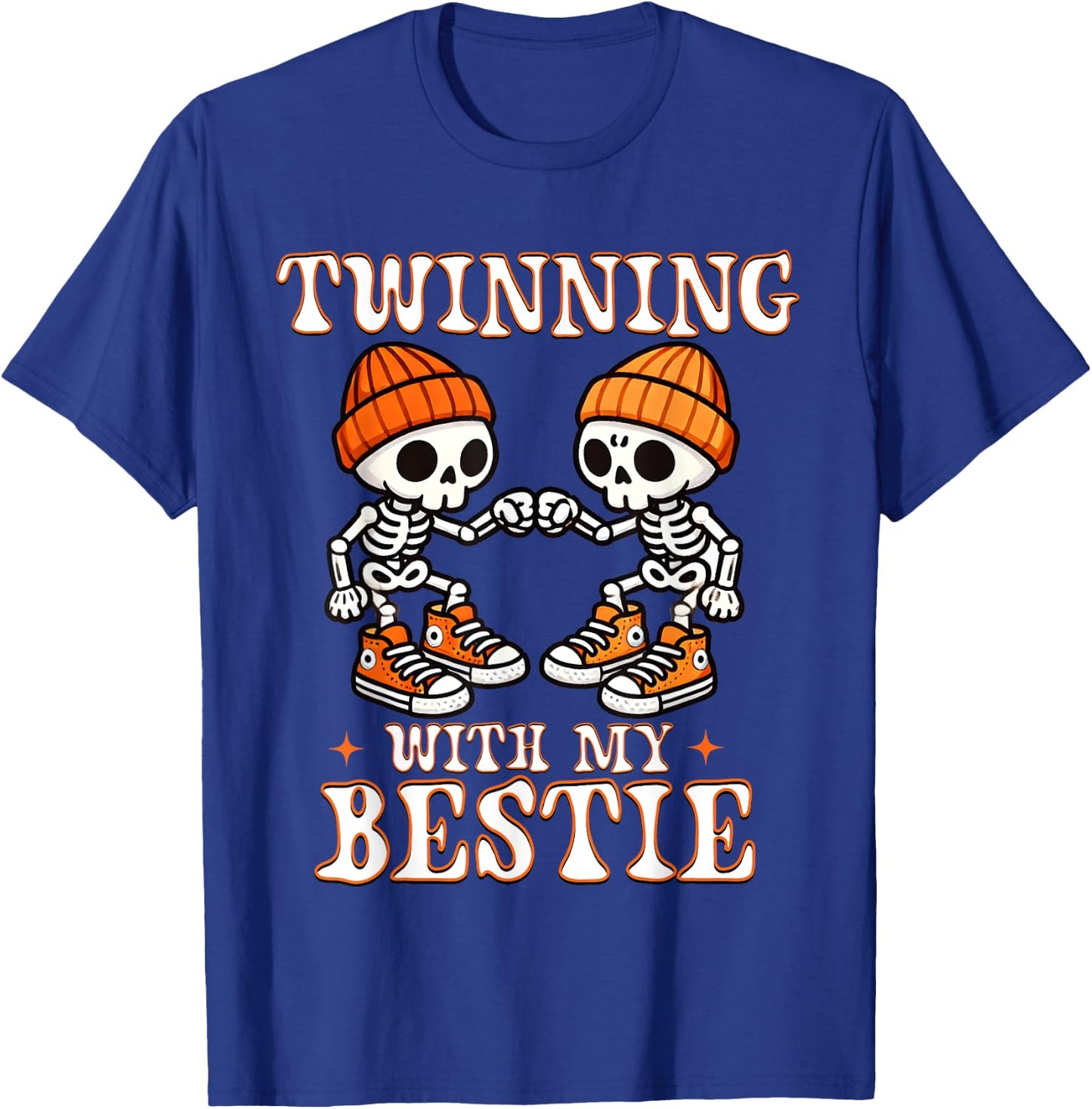 Twin Boys Twinning Halloween Best Friend Matching Skeleton T-Shirt - T-Shirt | Royal
