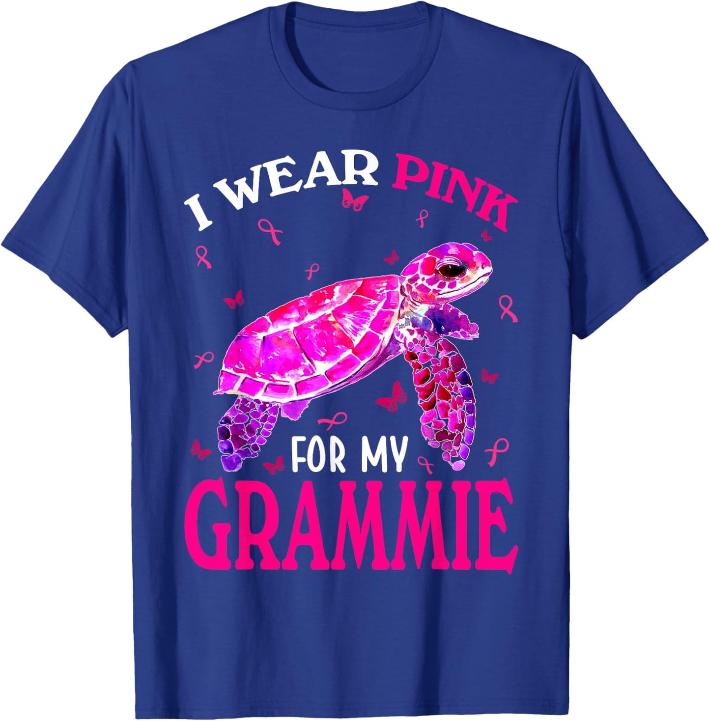 I Wear Pink For My Grammie Breast Cancer Turtle T-Shirt - T-Shirt | Royal
