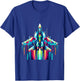 F14 Tomcat Fighter Jet Airplane Rainbow Colorful Rays T-Shirt - T-Shirt | Royal
