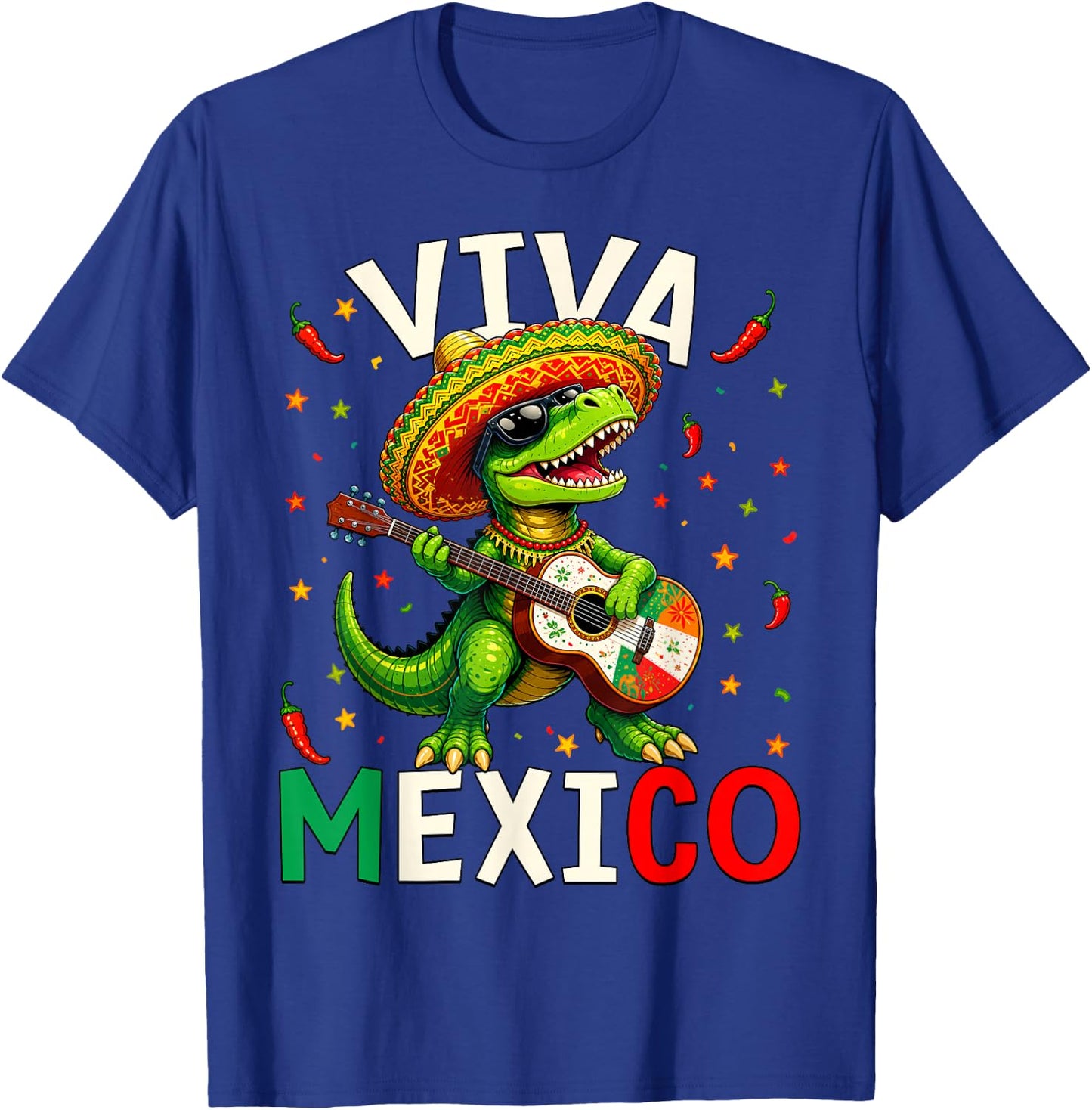 Kids Viva Mexico Shirt Boy Mexican Dinosaur Independence Day T-Shirt - T-Shirt | Royal